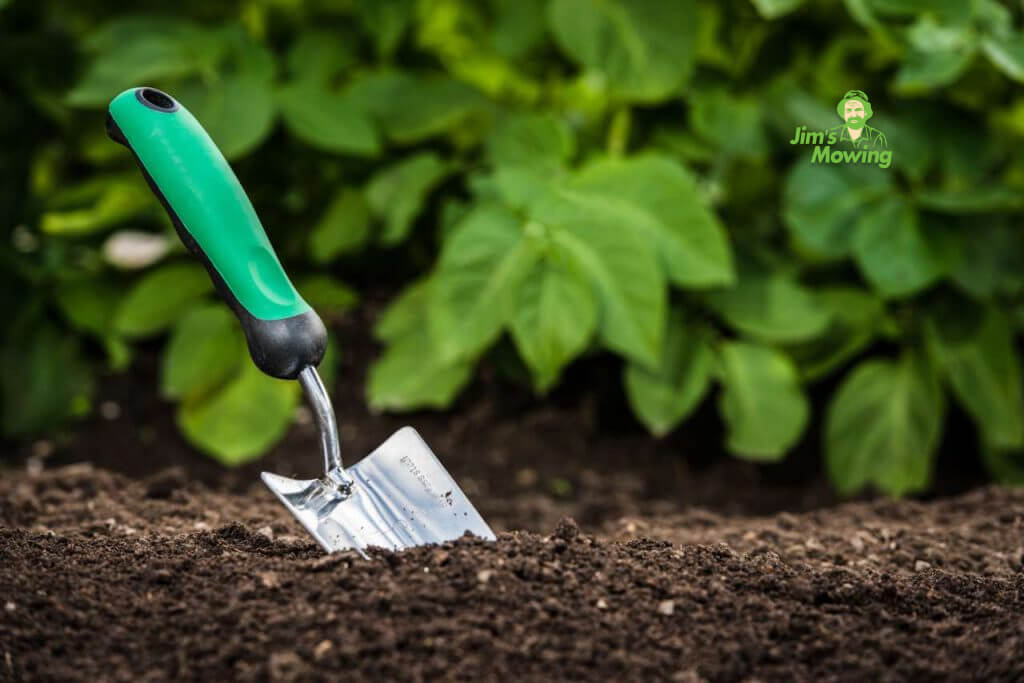 gardening shovel in the soil